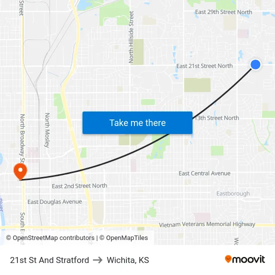 21st St And Stratford to Wichita, KS map