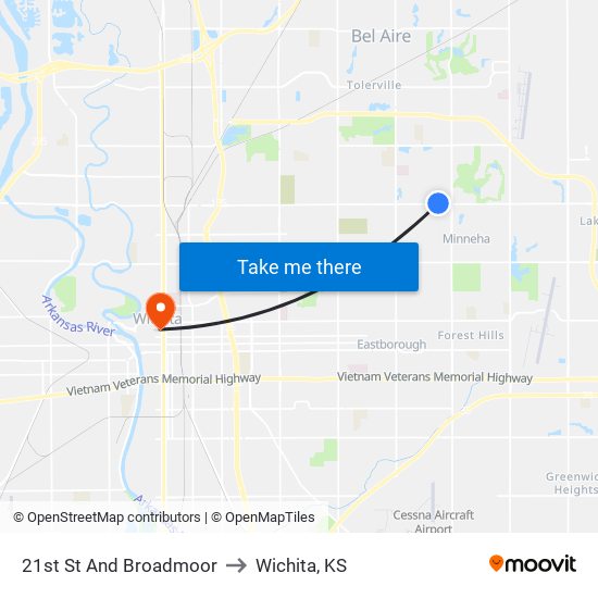 21st St And Broadmoor to Wichita, KS map