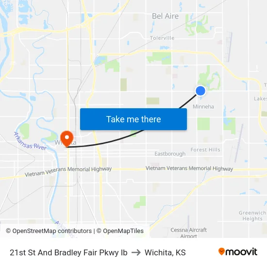 21st St And Bradley Fair Pkwy Ib to Wichita, KS map