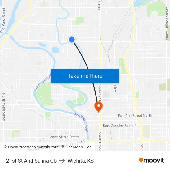 21st St And Salina Ob to Wichita, KS map