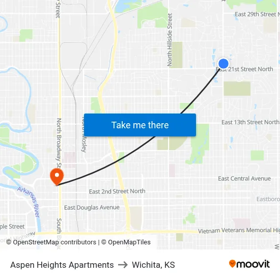 Aspen Heights Apartments to Wichita, KS map