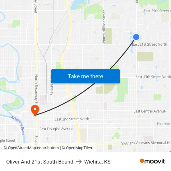 Oliver And 21st South Bound to Wichita, KS map