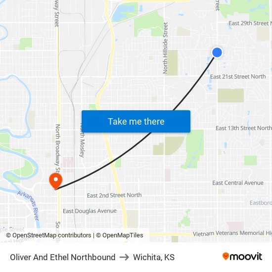 Oliver And Ethel Northbound to Wichita, KS map