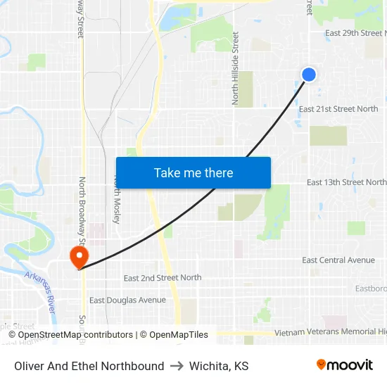 Oliver And Ethel Northbound to Wichita, KS map