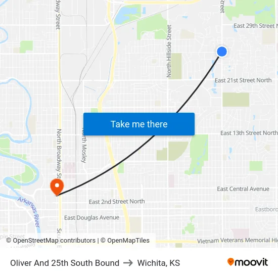 Oliver And 25th South Bound to Wichita, KS map