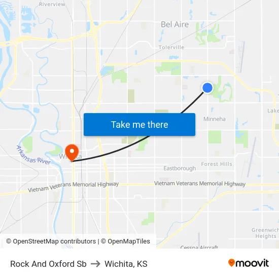 Rock And Oxford Sb to Wichita, KS map