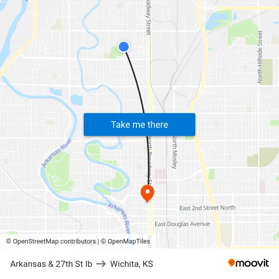 Arkansas & 27th St Ib to Wichita, KS map