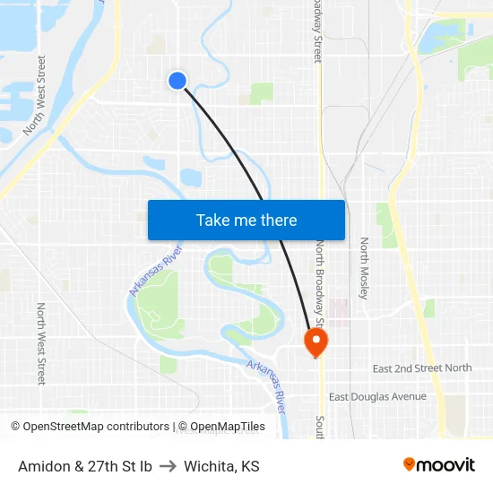 Amidon & 27th St Ib to Wichita, KS map