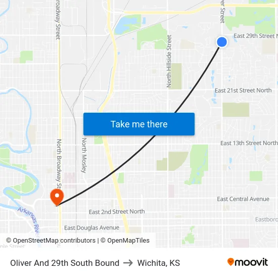 Oliver And 29th South Bound to Wichita, KS map