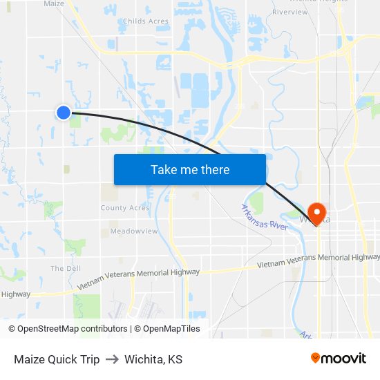 Maize Quick Trip to Wichita, KS map