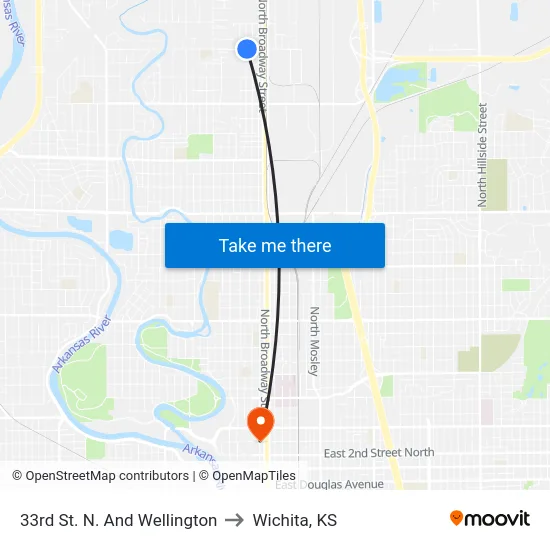 33rd St. N. And Wellington to Wichita, KS map
