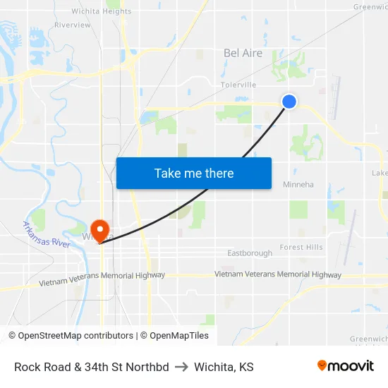 Rock Road & 34th St Northbd to Wichita, KS map