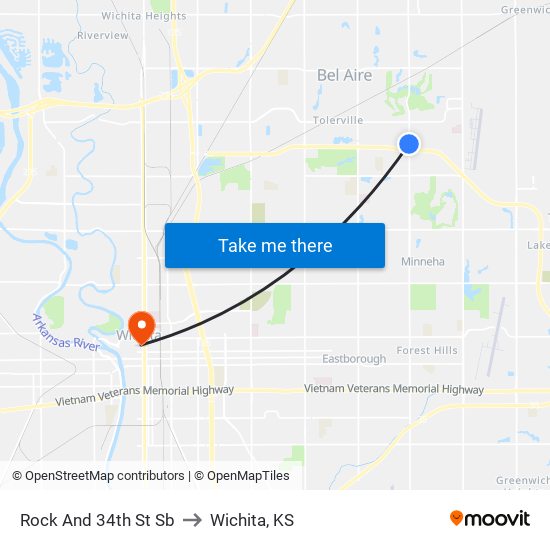 Rock And 34th St Sb to Wichita, KS map