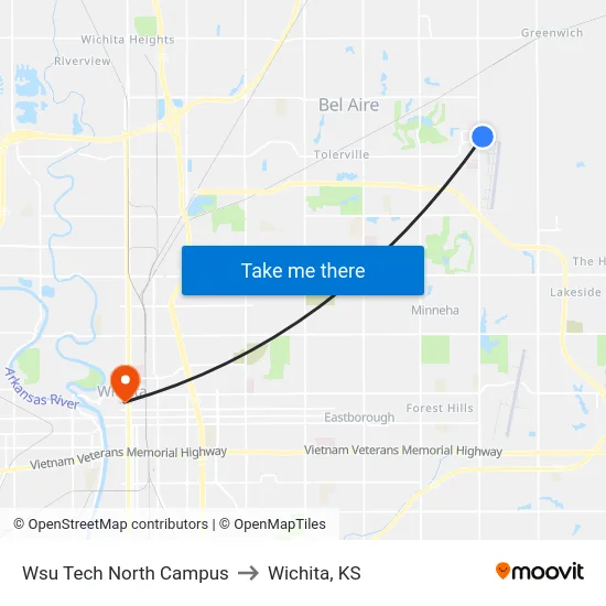 Wsu Tech North Campus to Wichita, KS map