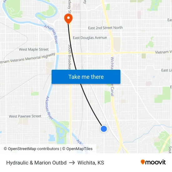 Hydraulic & Marion Outbd to Wichita, KS map
