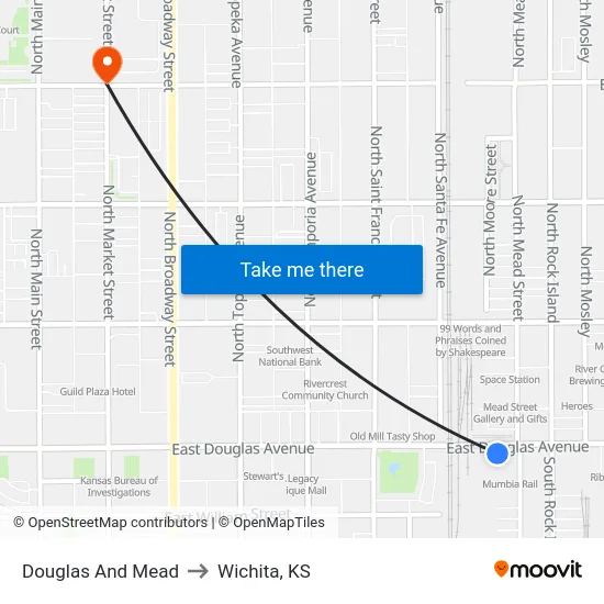 Douglas And Mead to Wichita, KS map