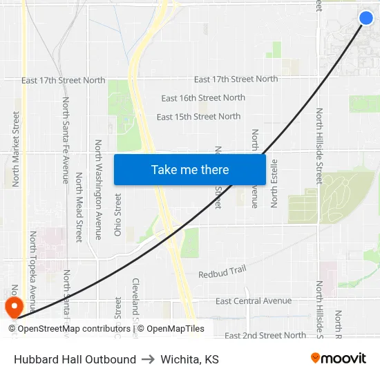 Hubbard Hall Outbound to Wichita, KS map