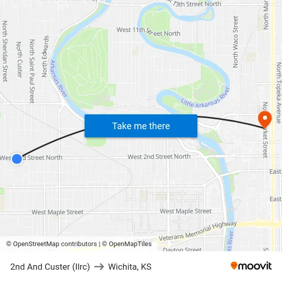 2nd And Custer (Ilrc) to Wichita, KS map