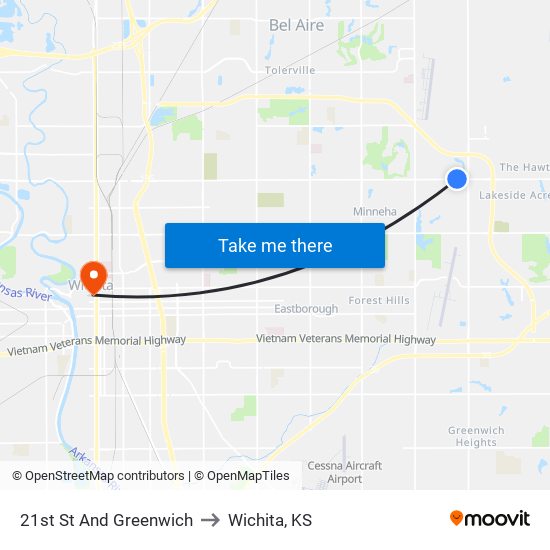 21st St And Greenwich to Wichita, KS map