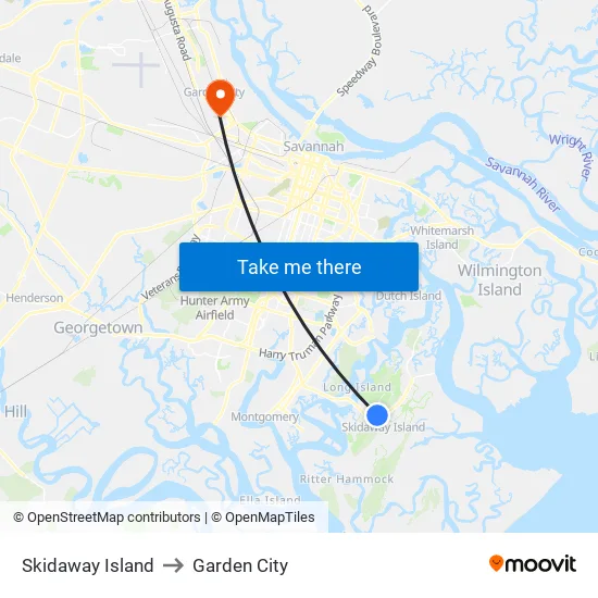 Skidaway Island to Garden City map