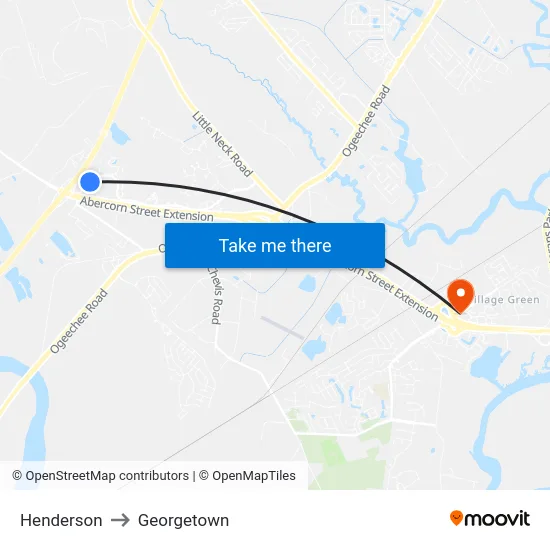 Henderson to Georgetown map