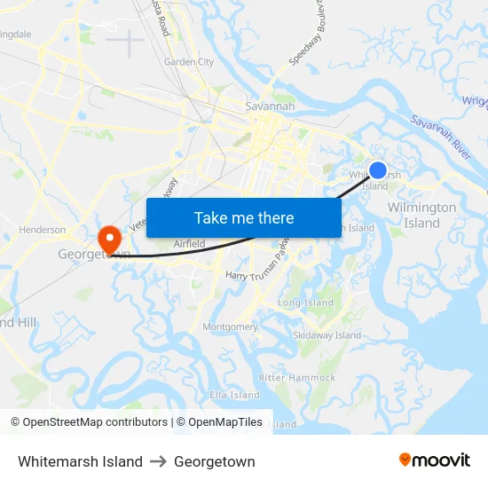 Whitemarsh Island to Georgetown map