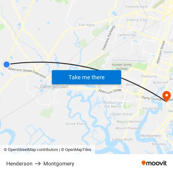 Henderson to Montgomery map