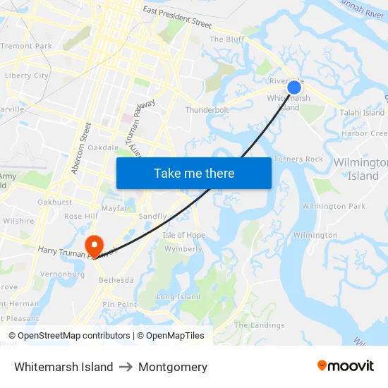 Whitemarsh Island to Montgomery map