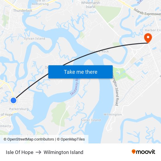 Isle Of Hope to Wilmington Island map