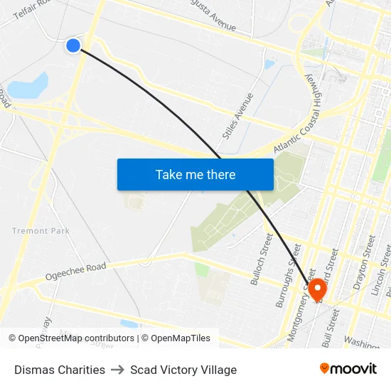 Dismas Charities to Scad Victory Village map