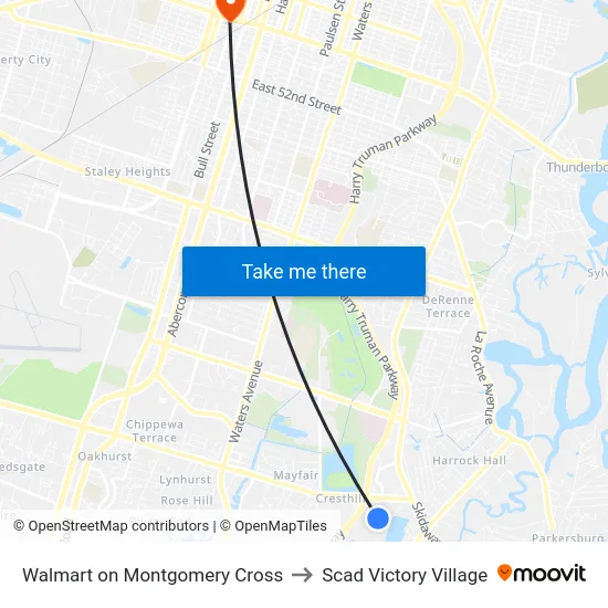 Walmart on Montgomery Cross to Scad Victory Village map