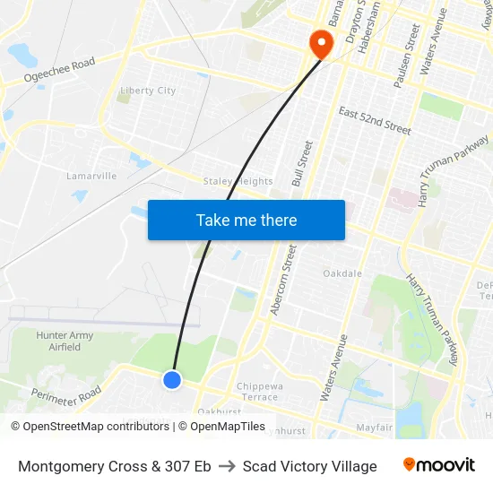 Montgomery Cross & 307 Eb to Scad Victory Village map