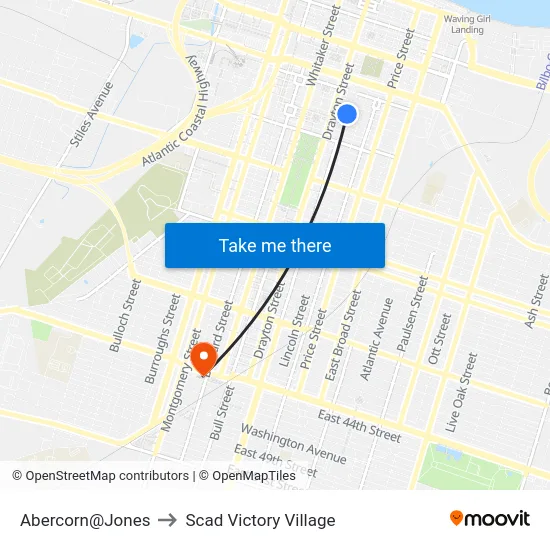 Abercorn@Jones to Scad Victory Village map
