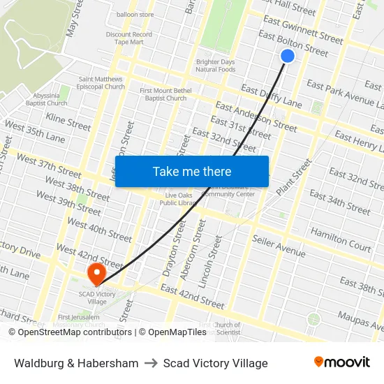 Waldburg & Habersham to Scad Victory Village map