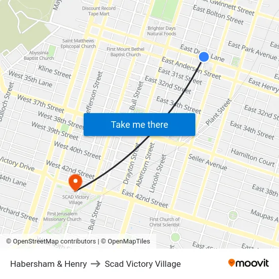 Habersham & Henry to Scad Victory Village map