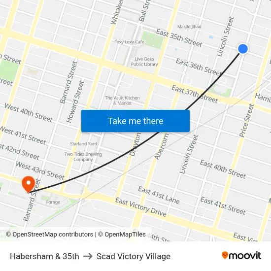 Habersham & 35th to Scad Victory Village map