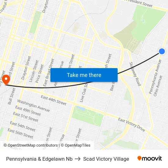 Pennsylvania & Edgelawn Nb to Scad Victory Village map