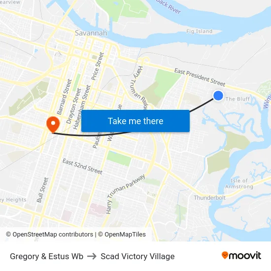 Gregory & Estus Wb to Scad Victory Village map