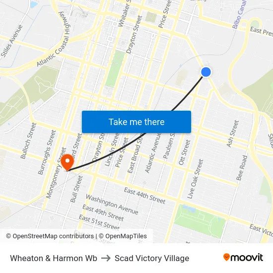 Wheaton & Harmon Wb to Scad Victory Village map
