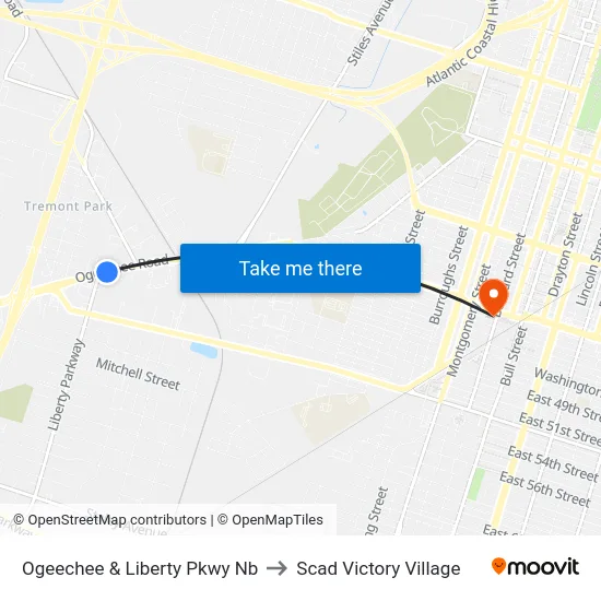 Ogeechee & Liberty Pkwy Nb to Scad Victory Village map