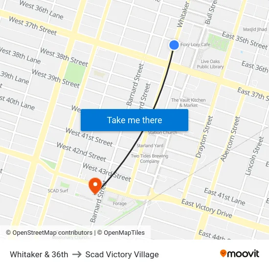 Whitaker & 36th to Scad Victory Village map