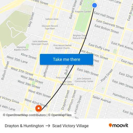 Drayton & Huntington to Scad Victory Village map