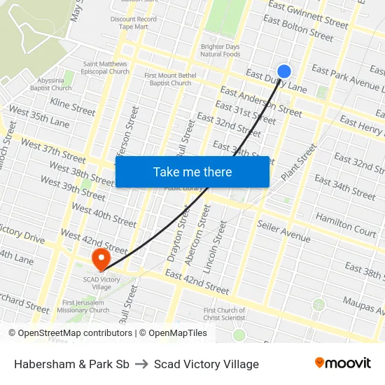 Habersham & Park Sb to Scad Victory Village map