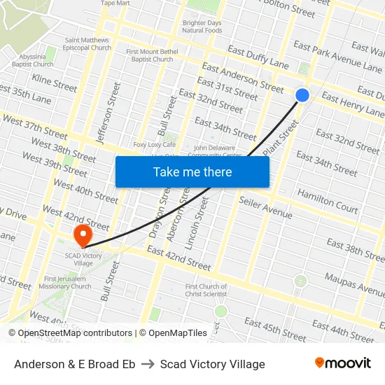 Anderson & E Broad Eb to Scad Victory Village map