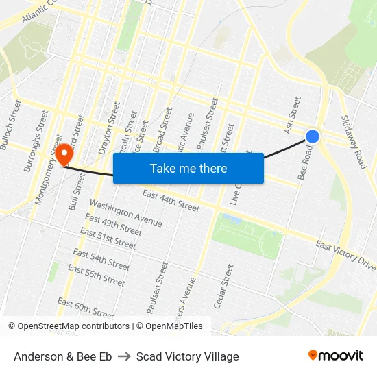 Anderson & Bee Eb to Scad Victory Village map