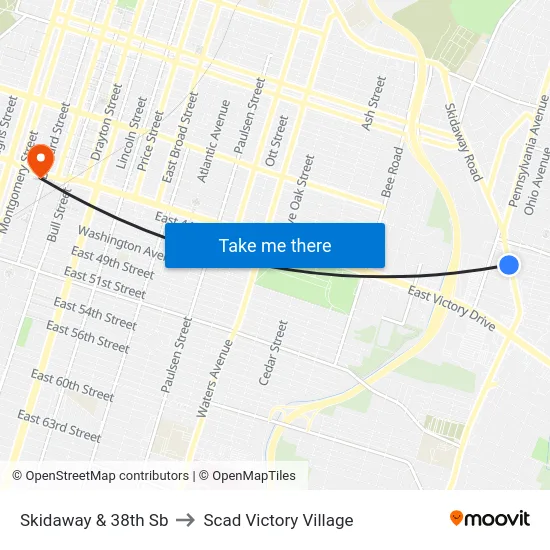 Skidaway & 38th Sb to Scad Victory Village map