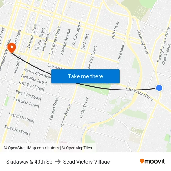 Skidaway & 40th Sb to Scad Victory Village map