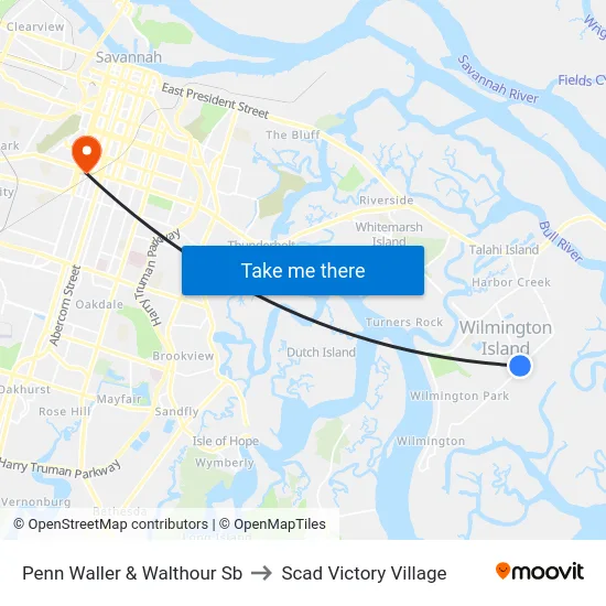 Penn Waller & Walthour Sb to Scad Victory Village map