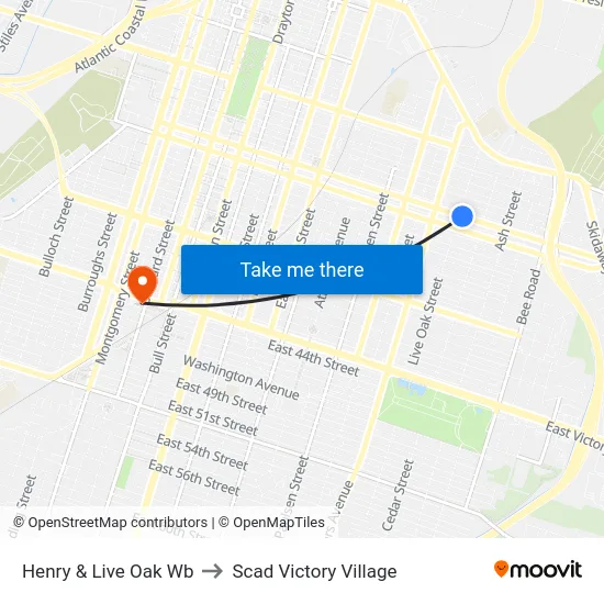 Henry & Live Oak Wb to Scad Victory Village map
