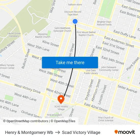 Henry & Montgomery Wb to Scad Victory Village map